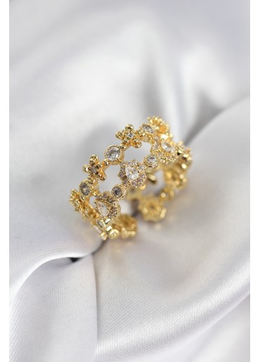 Erb Zirkon Taşlı 2\'li Model Gold Renk Kadın Yüzük