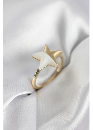 Erb Gold Renk Sedefli Yıldız Model Kadın Yüzük