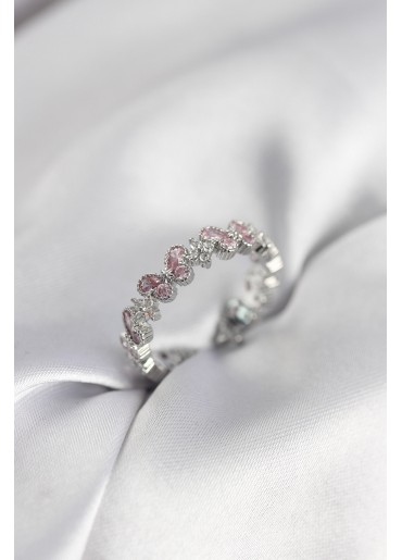 Erb Pembe Zirkon Taşlı Kelebek Model Kadın Yüzük