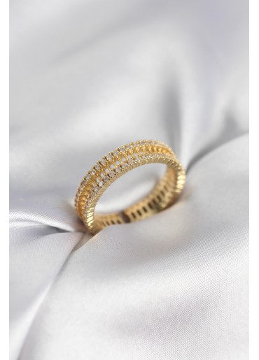 Erb Gold Renk Minimal Zirkon Taşlı Kadın Yüzük