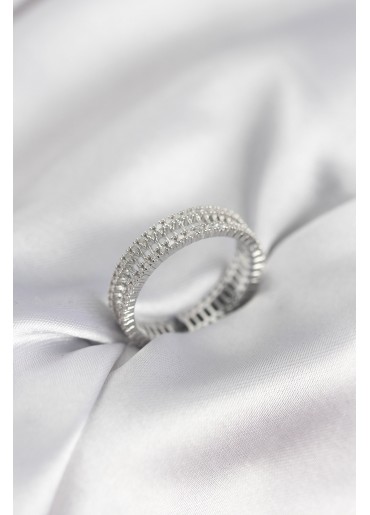 Erb Gümüş Renk Minimal Zirkon Taşlı Kadın Yüzük