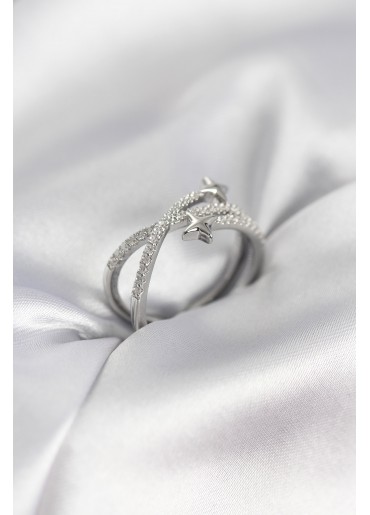 Erb Gümüş Renk Zirkon Taşlı Halley Model Kadın Yüzük