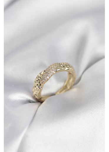 Erb Zirkon Taşlı Puntalı Gold Renk Kadın Yüzük