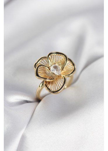 Erb Gold Renk Çiçek Model Vintage Kadın Yüzük