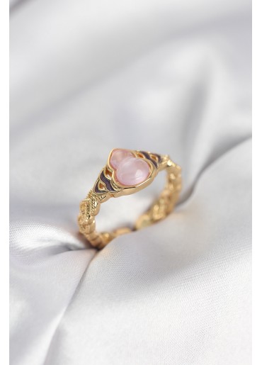 Erb Gold Renk Pembe Damla Model Kadın Yüzük