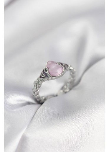 Erb Gümüş Renk Pembe Damla Model Kadın Yüzük