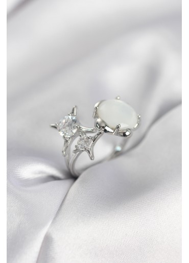 Erb Gümüş Renk Kutup Yıldızı Model Kadın Yüzük