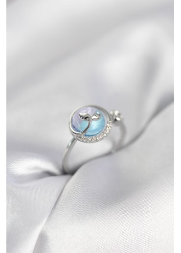 Erb Gümüş Renk Balık Kuyruğu Okyanus Model Kadın Yüzük