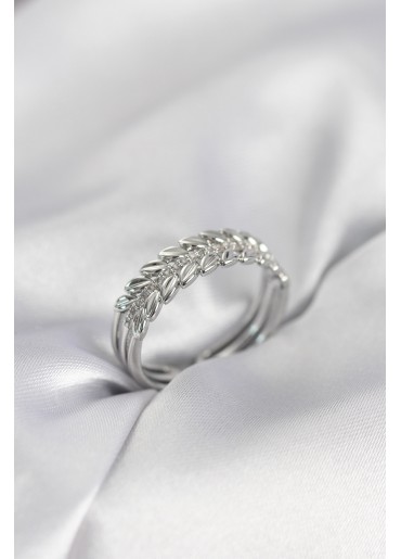 Erb Gümüş Renk Başak Model Zirkon Taşlı Kadın Yüzük