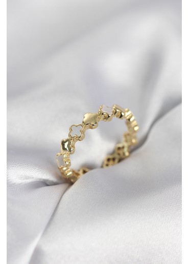 Erb Gold Renk Sedefli Yonca Model Kadın Yüzük