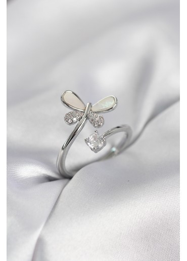 Erb Gümüş Renk Yusufçuk Model Zirkon Taşlı Kadın Yüzük