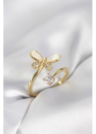 Erb Gold Renk Yusufçuk Model Zirkon Taşlı Kadın Yüzük