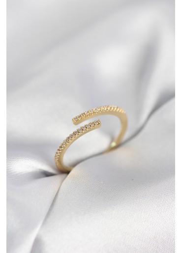 Erb Gold Renk Zirkon Taşlı Yılan Tarz Kadın Yüzük