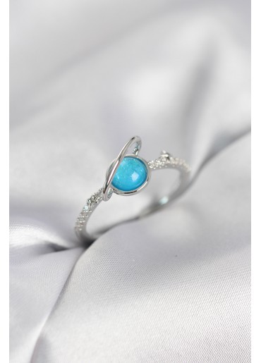 Erb Gümüş Renk Zirkon Taşlı Satürn Model Kadın Yüzük