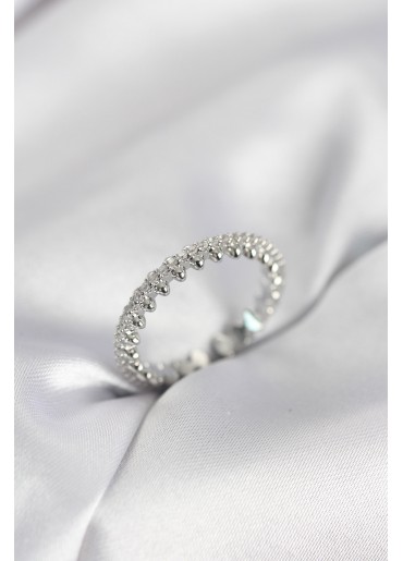 Erb Gümüş Renk Sıralı Zirkon Taşlı Model Kadın Yüzük