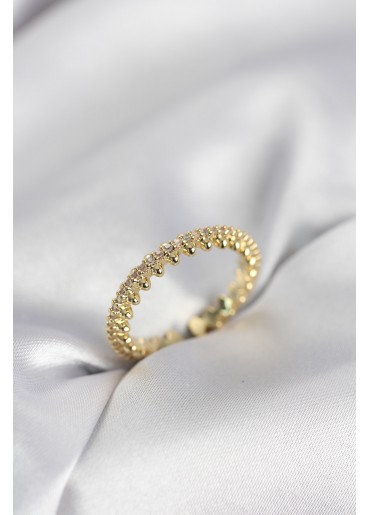 Erb Gold Renk Sıralı Zirkon Taşlı Model Kadın Yüzük