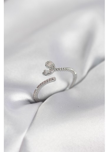 Erb Gümüş Renk Pirinç Kuyruklu Kalp Model Kadın Yüzük