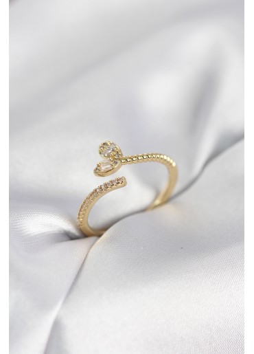 Erb Gold Renk Pirinç Kuyruklu Kalp Model Kadın Yüzük