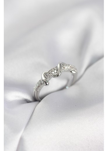 Erb Gümüş Renk Zirkon Taşlı Sarmal Yılan Model Kadın Yüzük