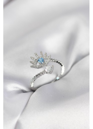 Erb Gümüş Renk Göz Model Zirkon Taşlı Kadın Yüzük