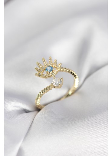 Erb Gold Renk Göz Model Zirkon Taşlı Kadın Yüzük
