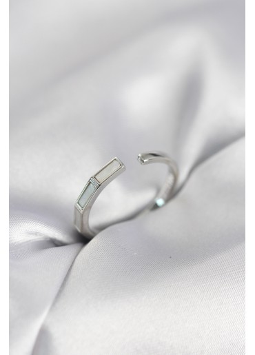 Erb Gümüş Renk Sedefli Çubuk Model Kadın Yüzük