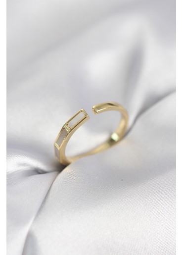 Erb Gold Renk Sedefli Çubuk Model Kadın Yüzük