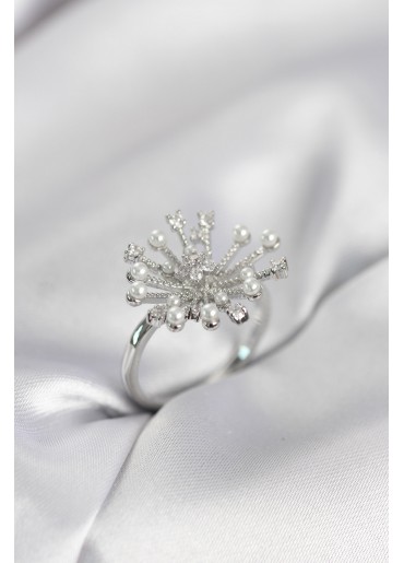 Erb Gümüş Renk Karahindiba Model Zirkon Taşlı Kadın Yüzük