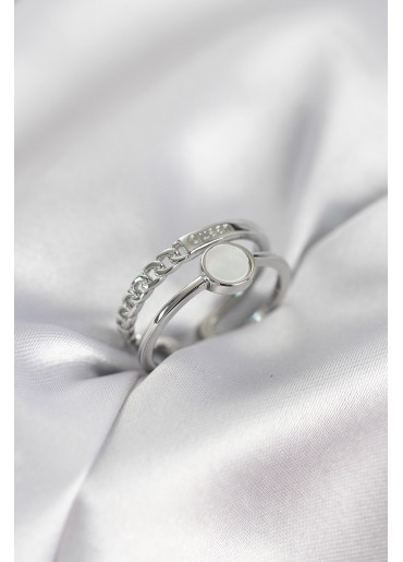 Erb Minimal Queen Yazılı Gümüş Renk Pirinç Kadın Yüzük