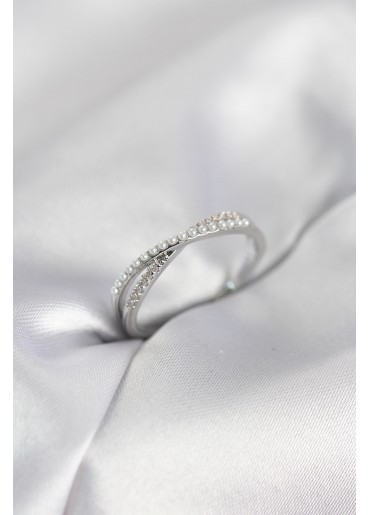 Erb İncili Ve Zirkon Taşlı Gümüş Renk Kadın Yüzük