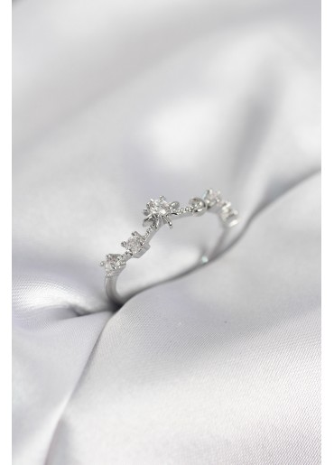 Erb Gümüş Renk Gece Temalı Zirkon Taşlı Kadın Yüzük