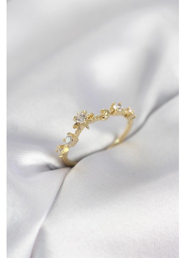 Erb Gold Renk Gece Temalı Zirkon Taşlı Kadın Yüzük