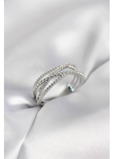 Erb Gümüş Renk Sarmal Model Kadın Yüzük