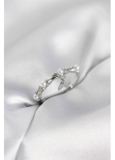 Erb Gümüş Renk Sallantılı Kemik Model Kadın Yüzük