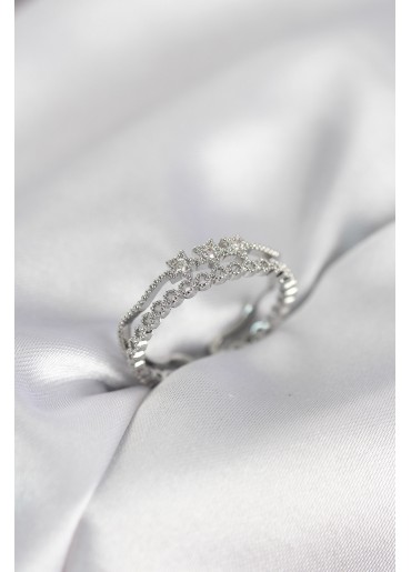 Erb Gümüş Renk Minimal Yıldızlı Model Kadın Yüzük