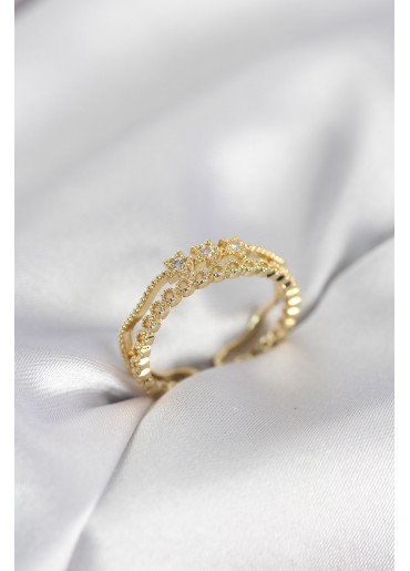 Erb Gold Renk Minimal Yıldızlı Model Kadın Yüzük