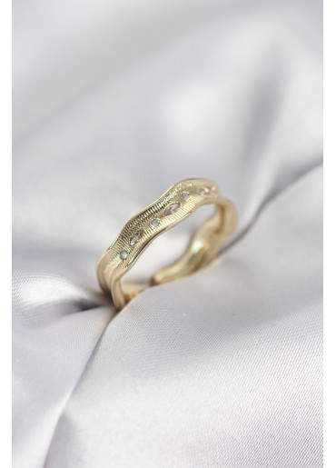 Erb Gold Renk Su Damlası Model Zirkon Taşlı Kadın Yüzük