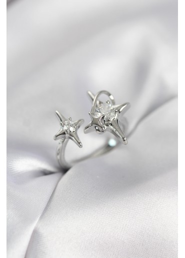 Erb Gümüş Renk Kutup Yıldızı Model Zirkon Taşlı Kadın Yüzük