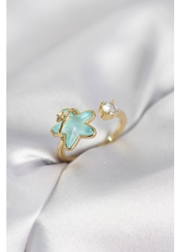 Erb Gold Renk Turkuaz Yıldız Model Kadın Yüzük