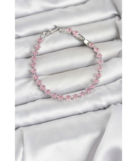 Erb Pembe Kare Zirkon Taşlı Gümüş Renk Pirinç Su Yolu Kadın Bileklik Erb Pembe Kare Zirkon Taşlı Gümüş Renk Pirinç Su Yolu Kadın Bileklik