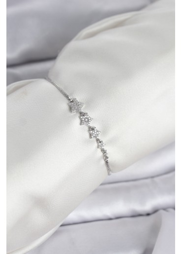 Erb Gümüş Renk Zirkon Taşlı Yıldız Model Asansörlü Kadın Bileklik