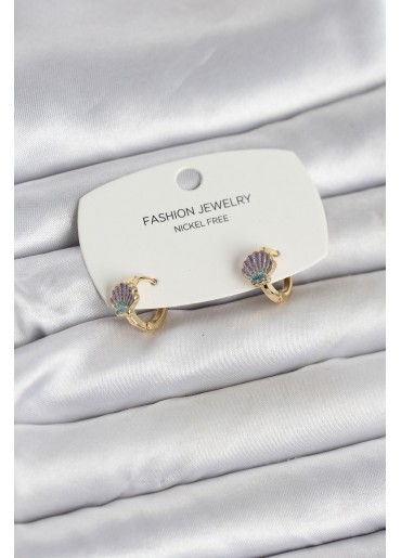Erb Deniz Kabuğu Model Gold Pirinç Çocuk Küpe