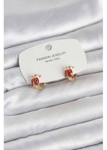 Erb Uğur Böceği Model Gold Renk Pirinç Çocuk Küpe