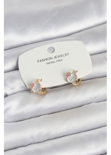 Erb Kitty Model Gold Renk Pirinç Çocuk Küpe