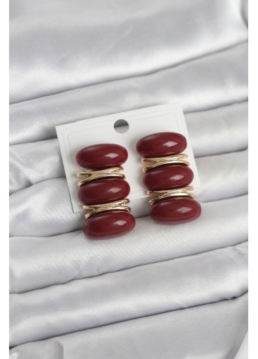 Erb Bordo Vintage Model Gold Renk Kadın Küpe