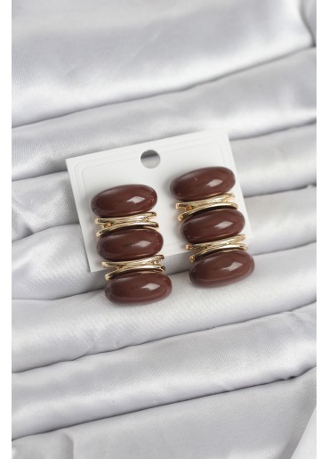 Erb Kahverengi Vintage Model Gold Renk Kadın Küpe