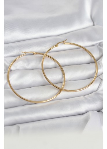 Erb 316L Çelik Gold Renk 60 Mm Halka Kadın Küpe