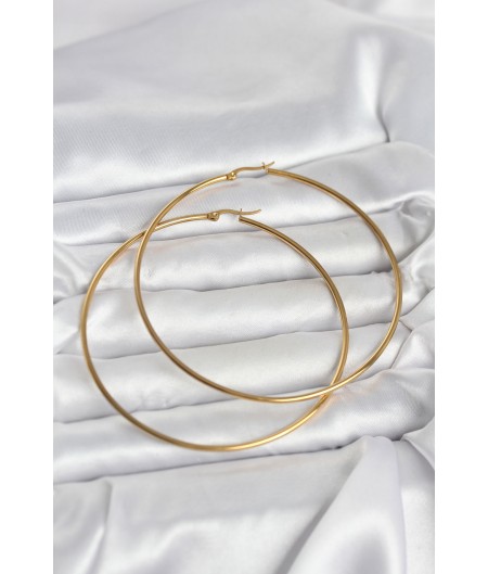Erb 316L Çelik Gold Renk 80 Mm Kadın Halka Küpe Erb 316L Çelik Gold Renk 80 Mm Kadın Halka Küpe