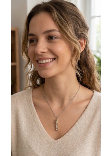 Erb 316L Çelik Gümüş Renk Zincir Sarılma Model Kadın Kolye