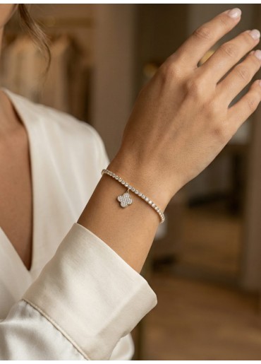 Erb Yonca Model Zirkon Taşlı Gold Renk Asansörlü Su Yolu Bileklik